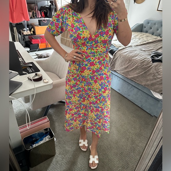 NWT FAITHFULL THE BRAND RAPHAELA MIDI DRESS | LA FORTUNA FLORAL | XS - Picture 2 of 7